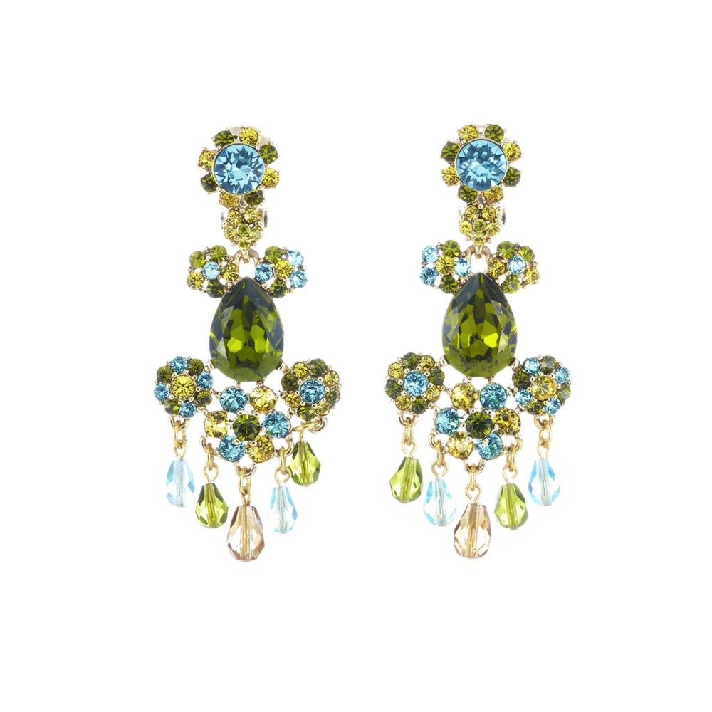 Rare! Oscar de la Renta
💐Bouquet Crystal Earrings Green
